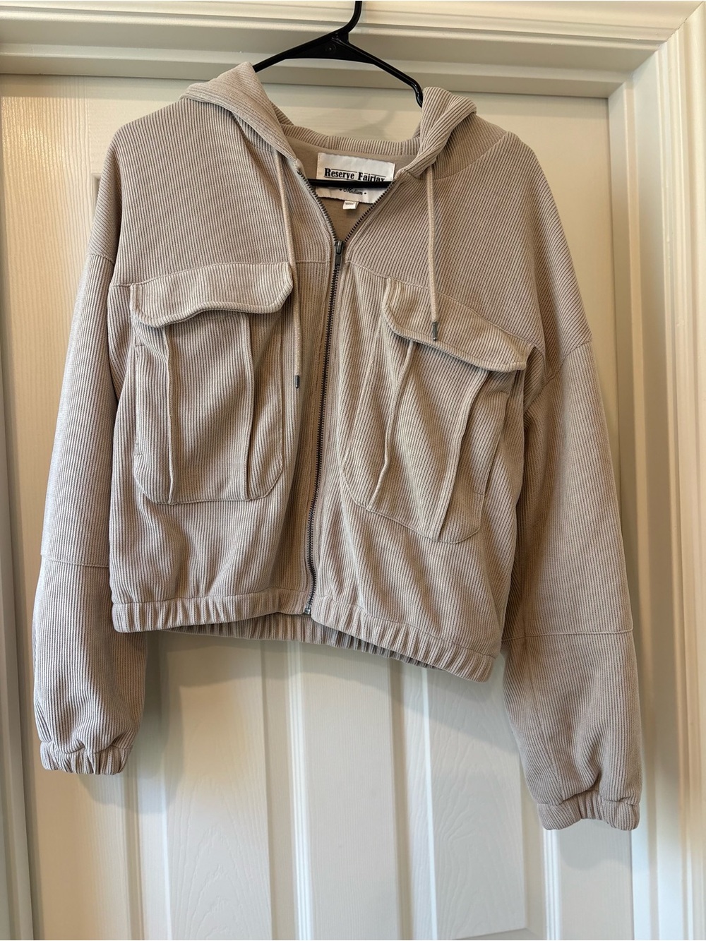 Reserve Fabric Taupe Corduroy Zip Hooded Jacket